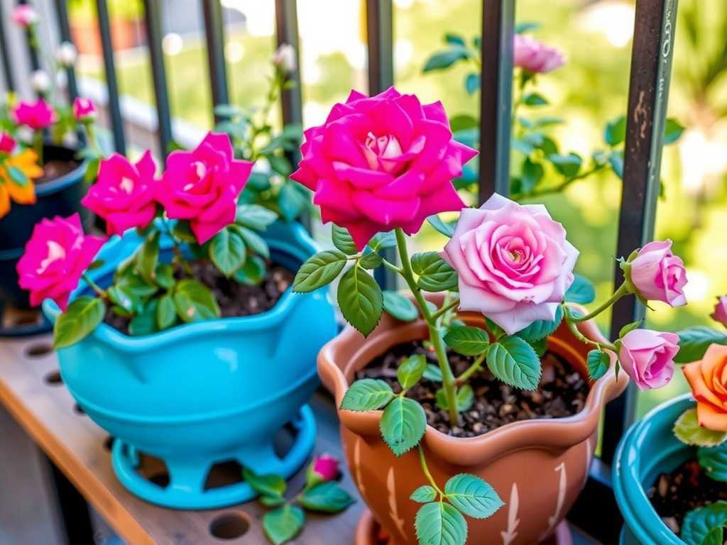 How to plant roses in balcony flower pots
