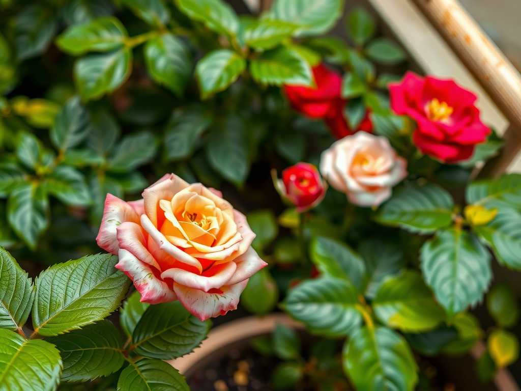 How to grow roses in combination with leafy greens on the balcony