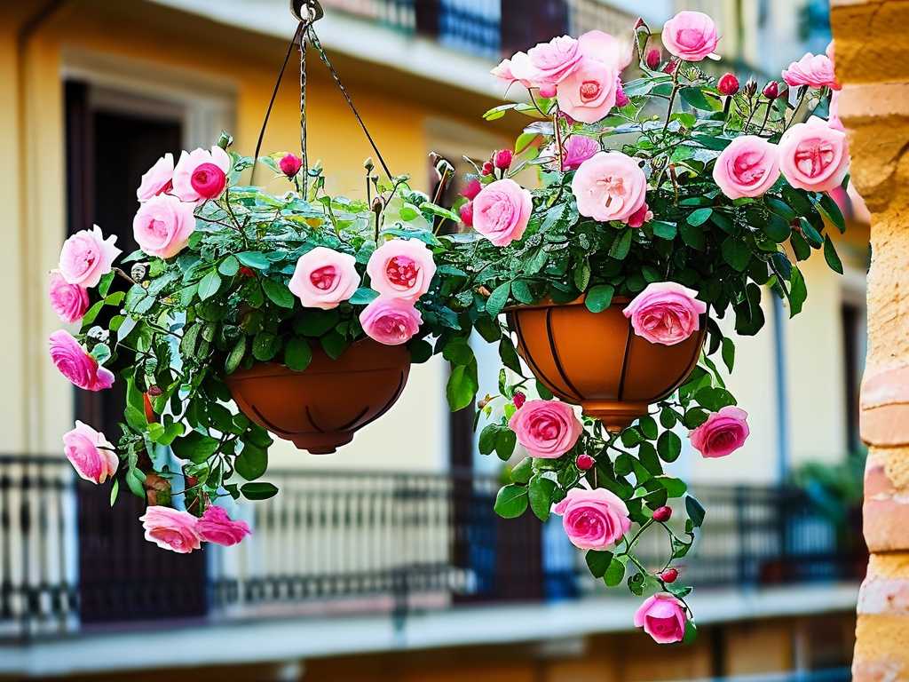 How to grow balcony roses paired with hanging plants(1)