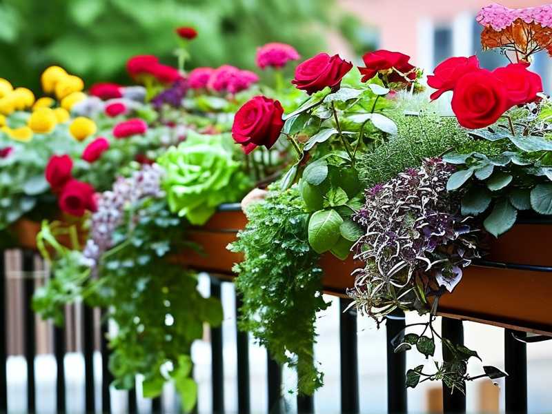 How to create mixed potted arrangements of roses and herbs on the balcony