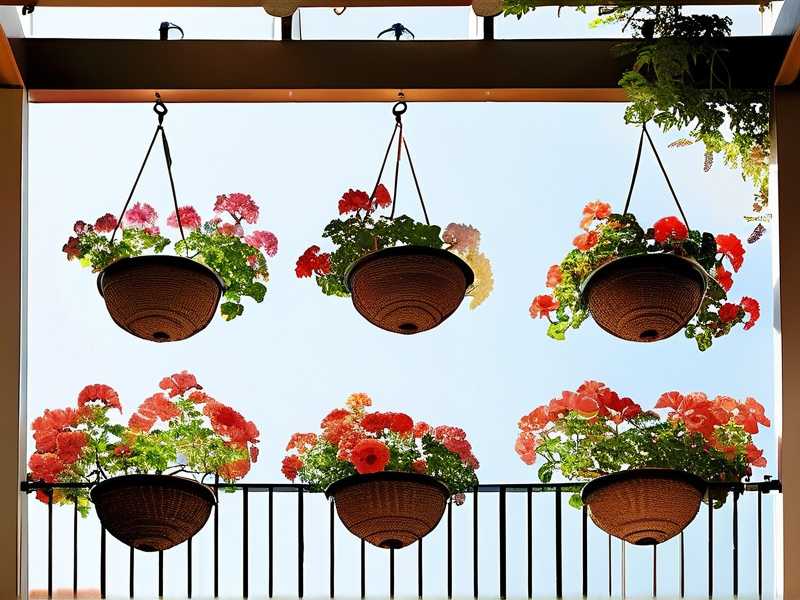 How to stagger hanging‑basket positions to avoid blocking balcony‑rose sunlight