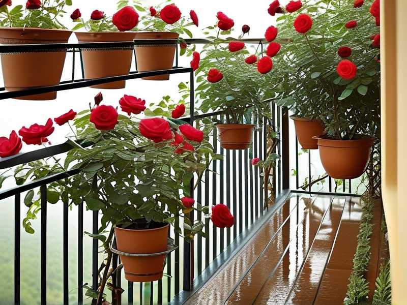 How to check balcony‑floor drainage for rain runoff under clustered heavy rose pots