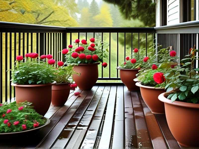 How to check balcony‑floor drainage for rain runoff under clustered heavy rose pots(1)