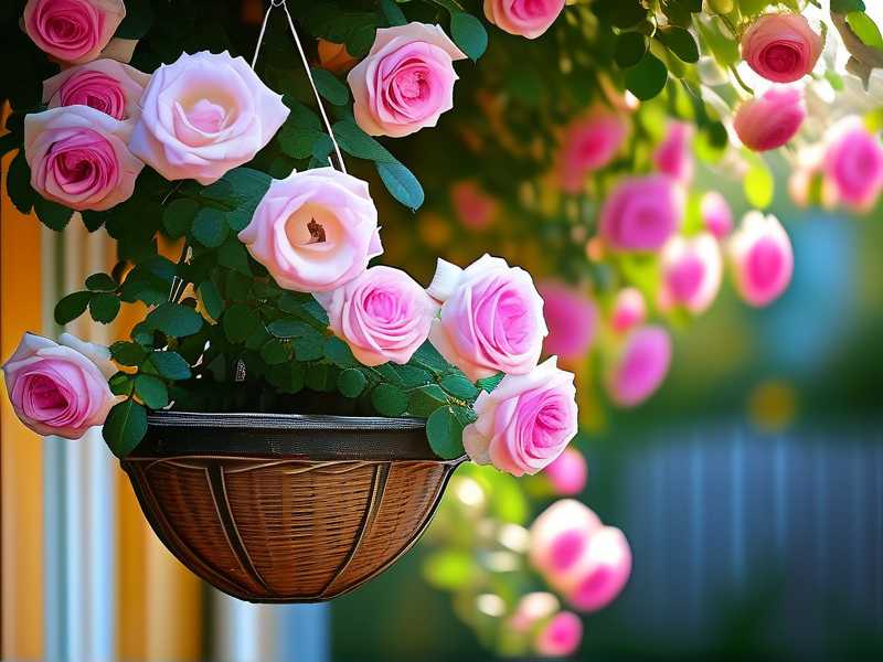 How to set hanging‑basket horizontal spacing for good rose‑foliage airflow(1)
